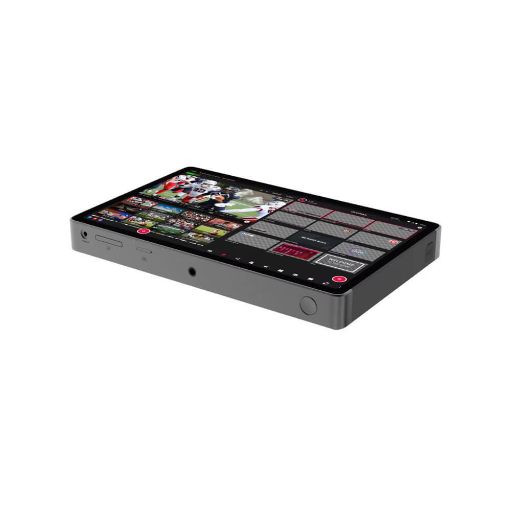 YoloLiv YoloBox Extreme 4K live streaming encoder and video switcher shown from bottom angle, featuring control buttons and display. – image 5