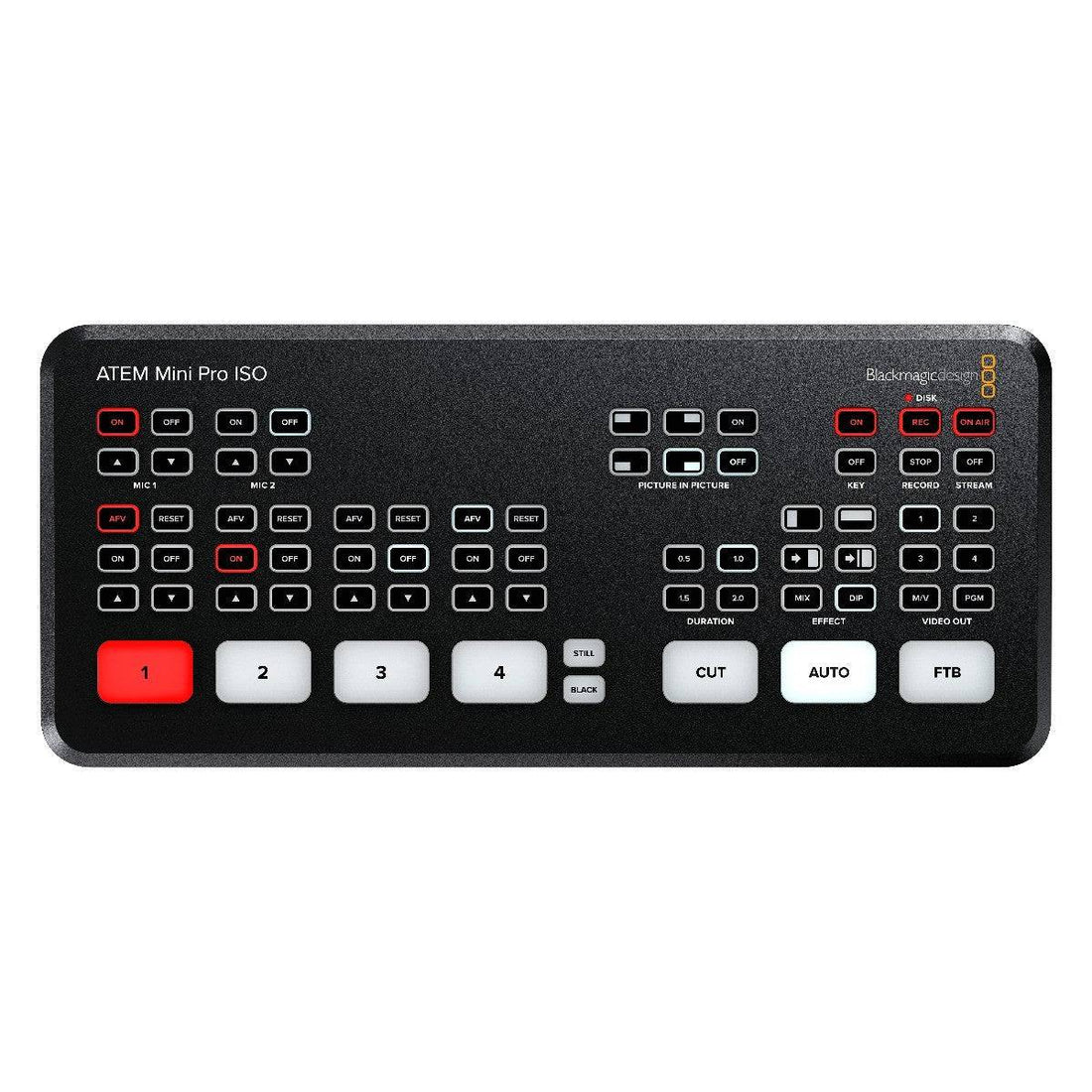 Blackmagic Design ATEM Mini Pro ISO HDMI video switcher with multiple HDMI inputs and control panel on top. – image 2