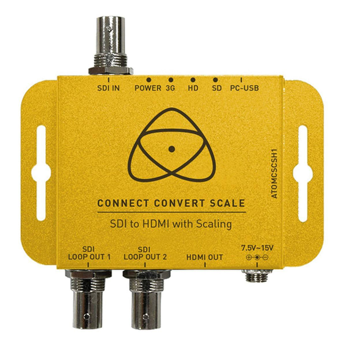 Atomos Connect Convert Scale SDI to HDMI video converter showing SDI input and HDMI output ports on the device. – image 1