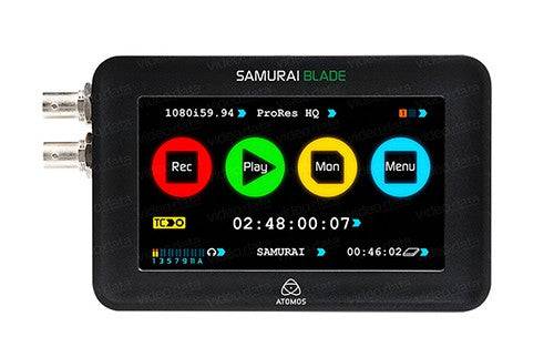 Atomos Samurai Blade 5-inch SuperAtom IPS touchscreen SDI monitor showing live camera feed and control interface. – image 2