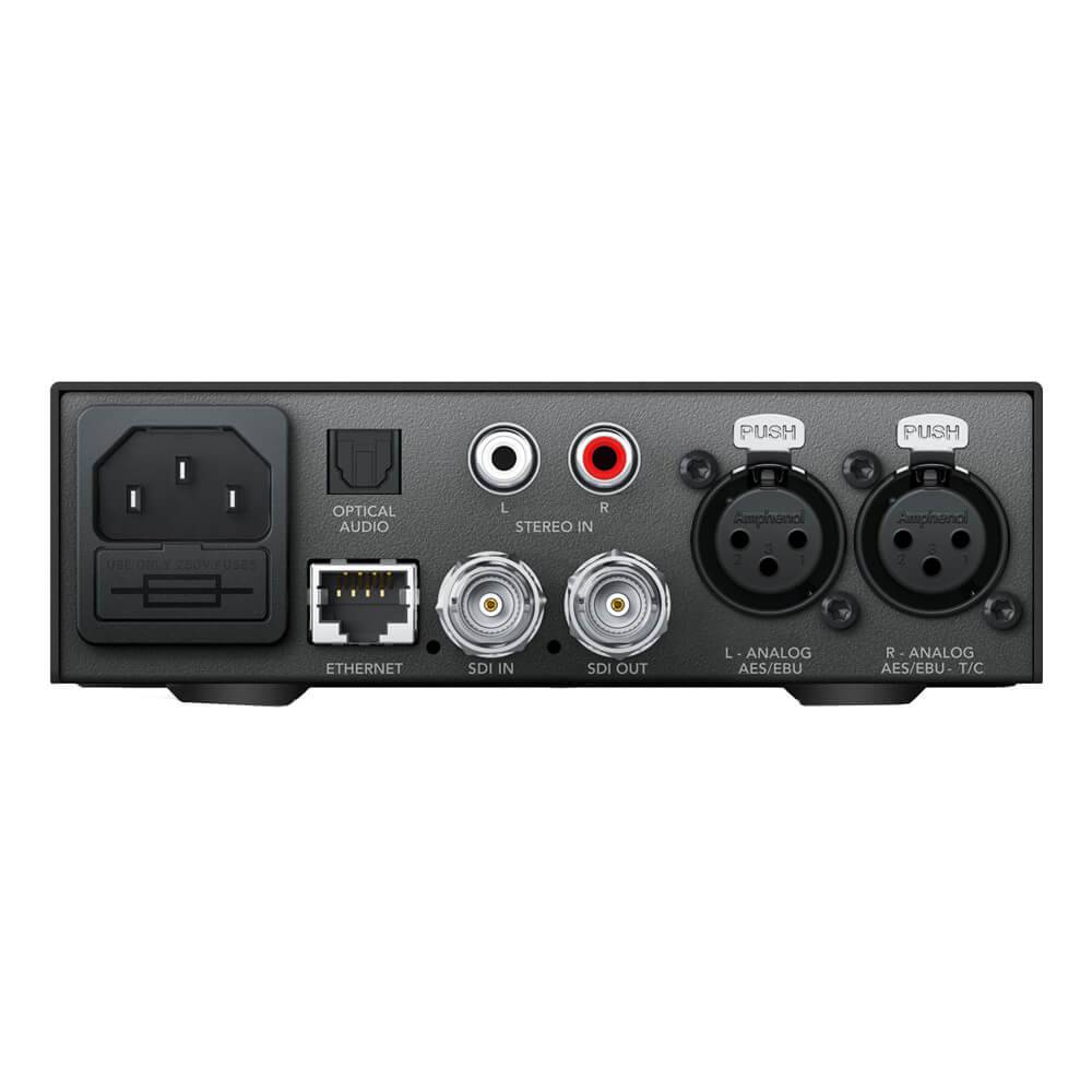 Blackmagic Design Teranex Mini Audio to SDI 12G Converter front view showing input and output ports – image 3