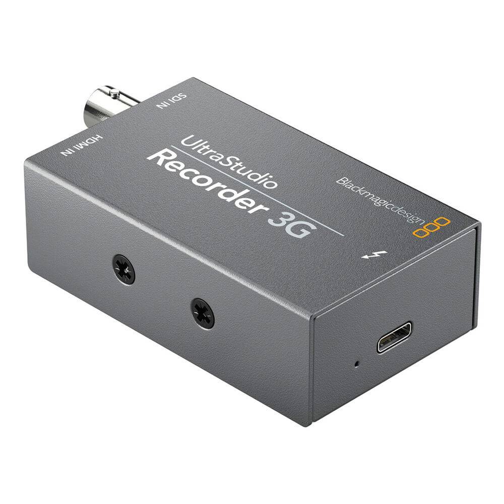 Blackmagic Design UltraStudio Recorder 3G video capture device side view showing input ports and compact design. – image 2