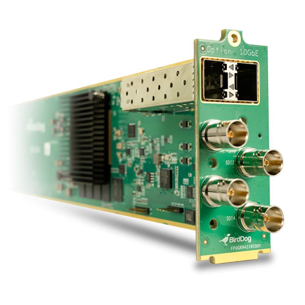 BirdDog openGear OG4 4-channel NDI encoder and decoder device with multiple input and output ports for professional video streaming. – image 1