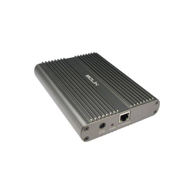 Bolin Technology BL-VNS-1 VISCA over IP to serial control converter device showing ports and connection indicators. – image 1