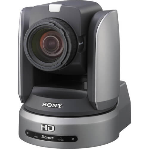 Sony BRC-H900 1/2" HD PTZ camera with 14x optical zoom, featuring 3CMOS sensors and remote control for professional video production. – image 1