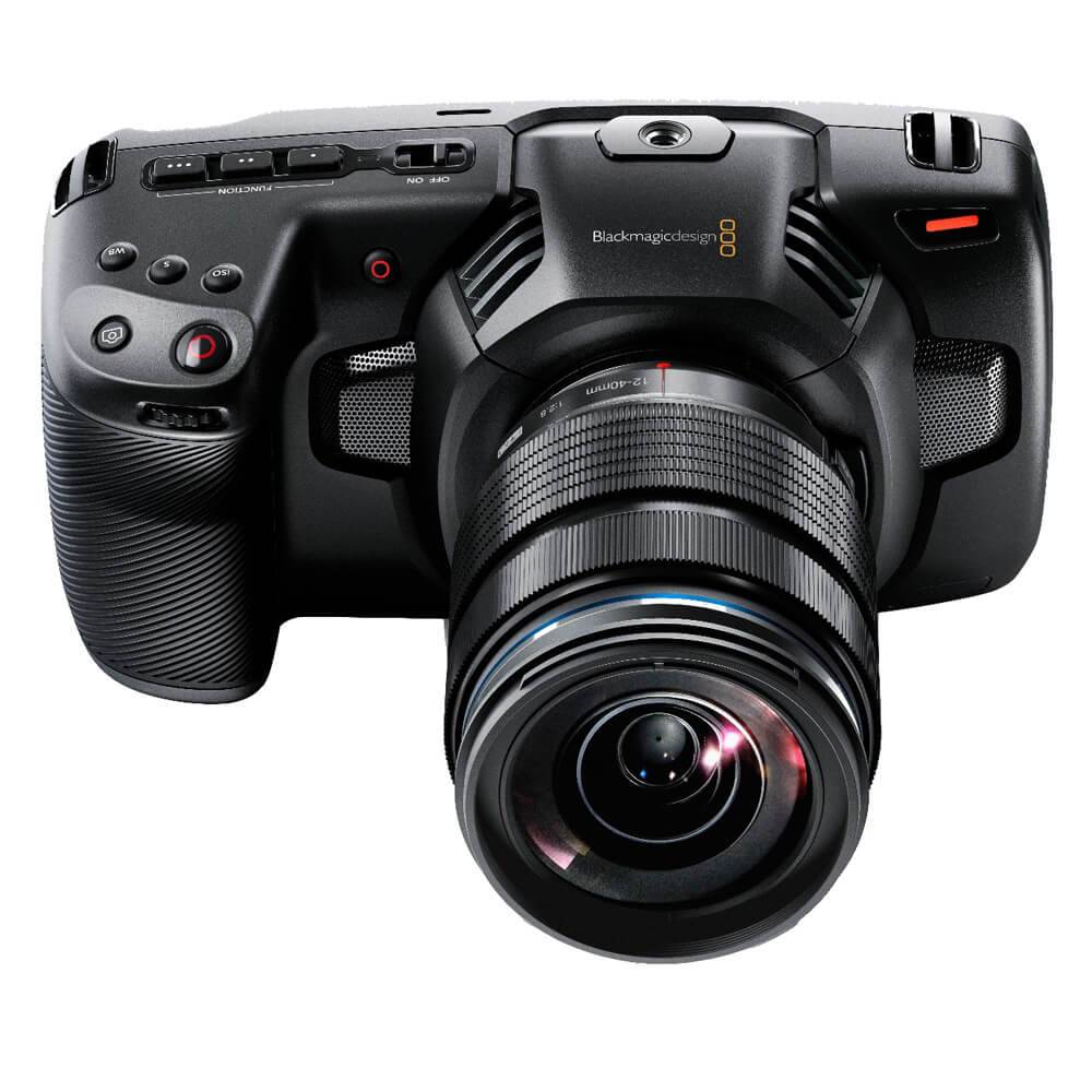 Blackmagic Design Pocket Cinema Camera 4K (MFT) showing the top view with controls and compact design for professional filmmaking. – image 5