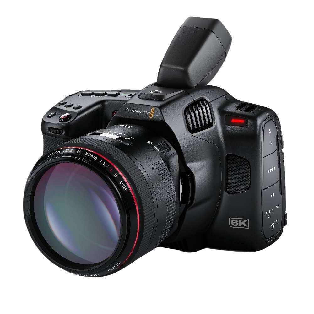 Blackmagic Design Pocket Cinema Camera Pro EVF attached to the camera, showing detailed viewfinder display for professional filming. – image 4