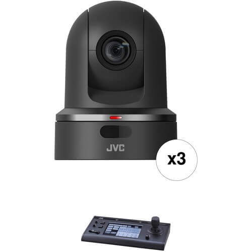 JVC 3x KY-PZ100 PTZ Robotic Cameras w/Free RM-LP100 IP Controller - Coremicro – image 1