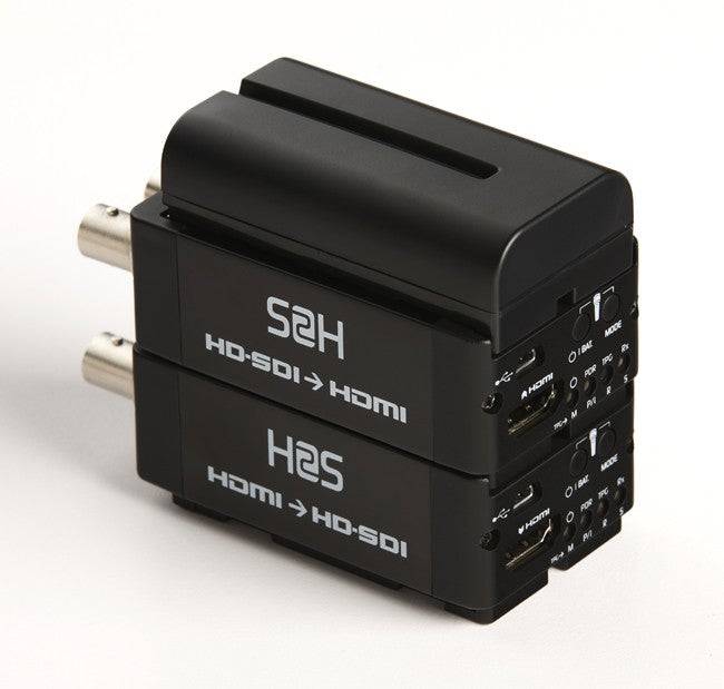 Atomos Connect Battery Converter S2H SDI to HDMI video converter showing connection ports and compact design. – image 5