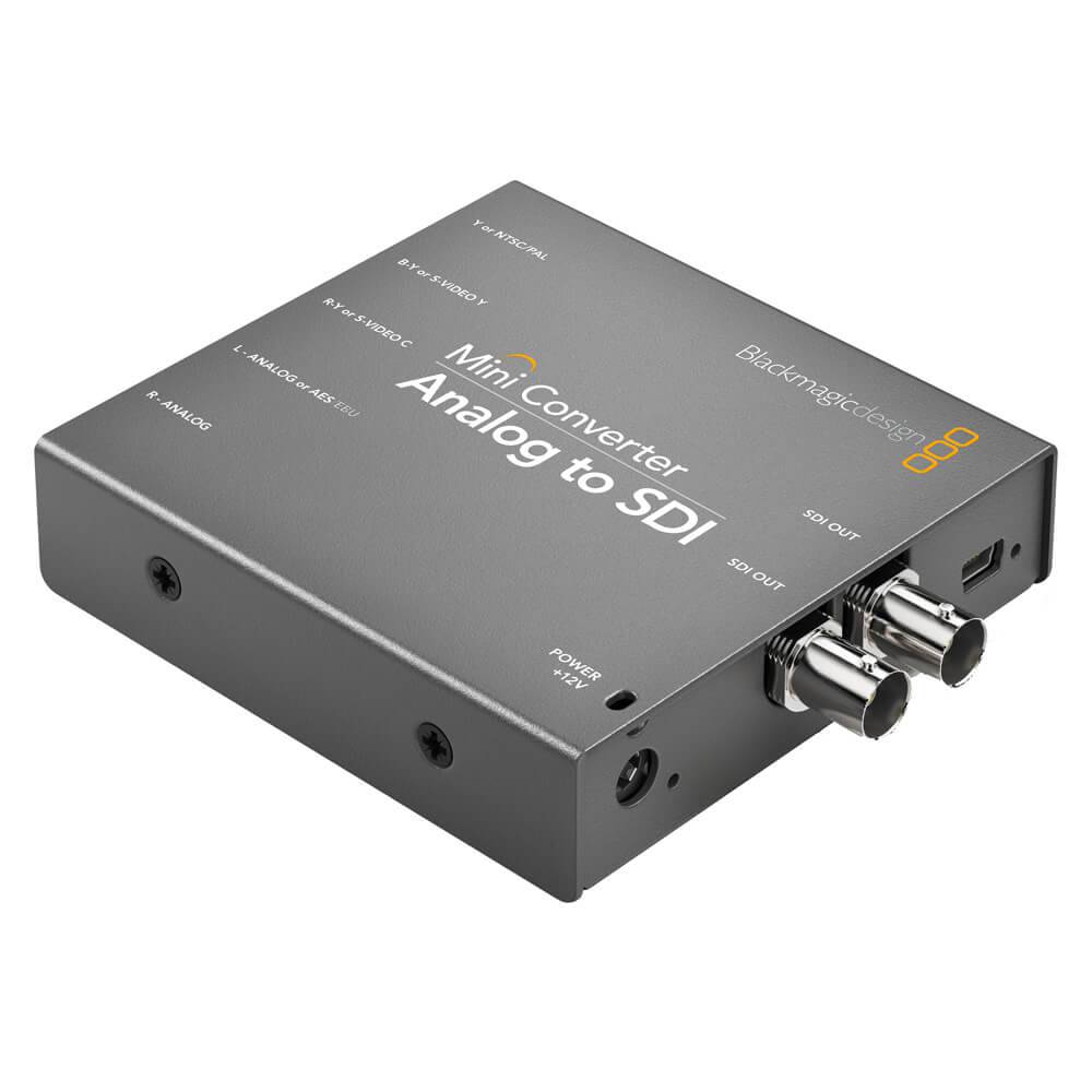 Blackmagic Design Mini Converter Analog to SDI video converter showing input and output ports on a compact device. – image 1