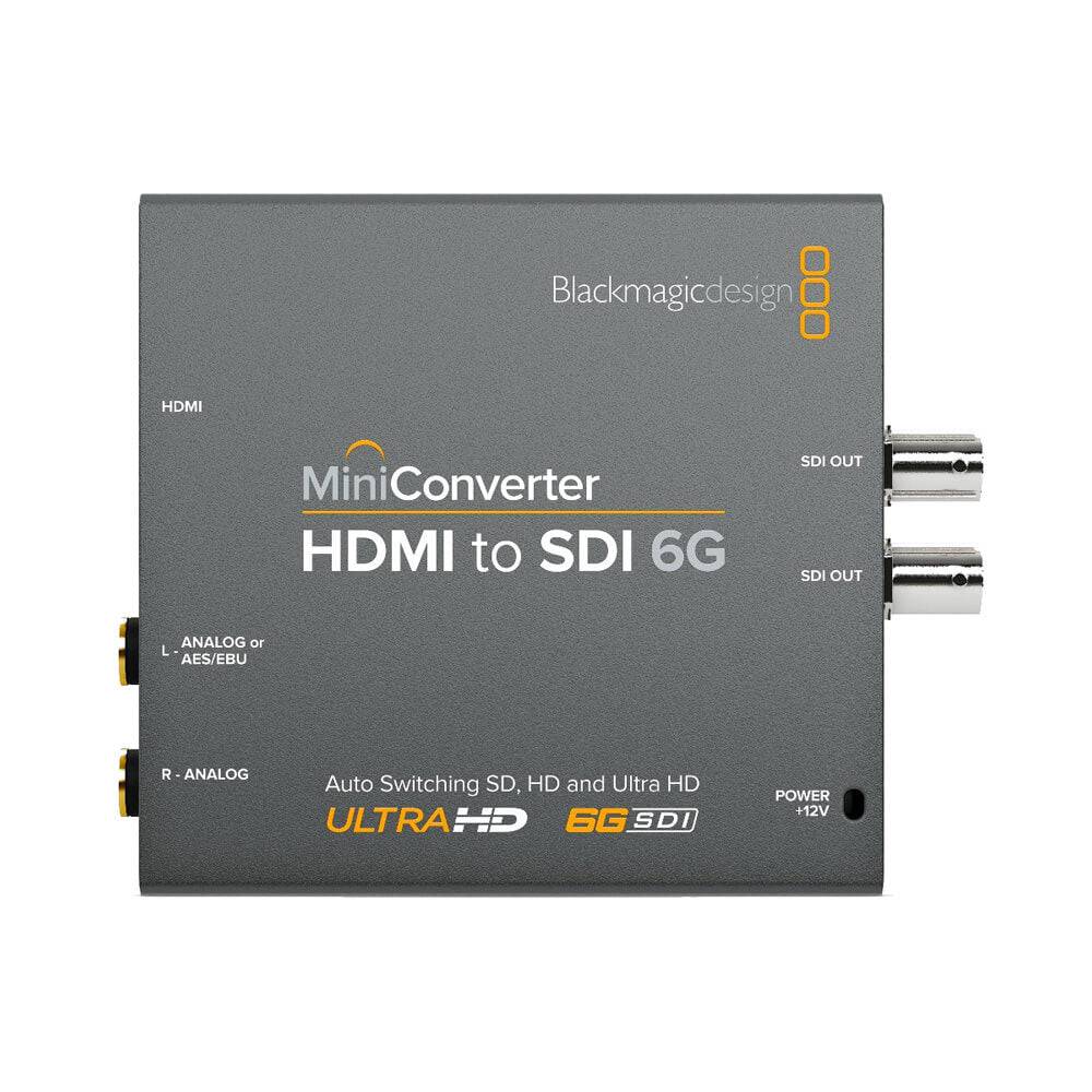 Blackmagic Design Mini Converter HDMI to SDI 6G Ultra HD video converter front view showing input and output ports – image 2