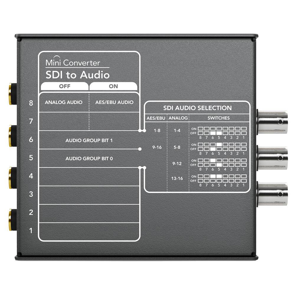 Blackmagic Design Mini Converter SDI to Audio showing rear ports for video and audio connections on black metal case. – image 3