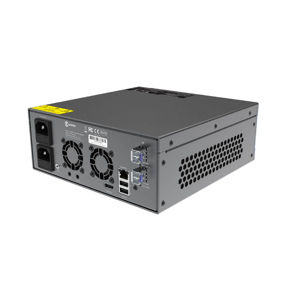 Rear view of Kiloview CUBE R1 production equipment with 1TB SSD storage kit installed, showcasing ports and compact design. – image 4