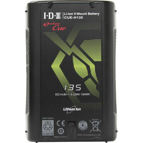 IDX System Technology CUE-H135 134Wh V-Mount Li-Ion battery for video cameras, with a compact design and V-mount connector. – image 1