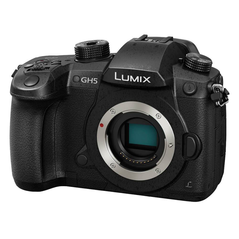 Panasonic Lumix GH5 4K mirrorless digital camera body only with grip and lens mount visible on black camera body. – image 1