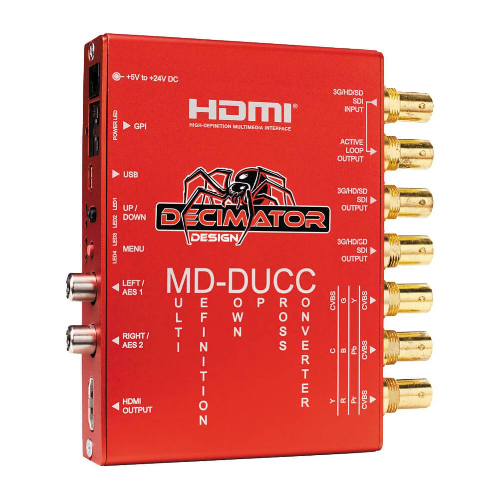 Decimator Design MD-DUCC multi-definition down-up cross converter device front view, video converter for professional video signal processing – image 1