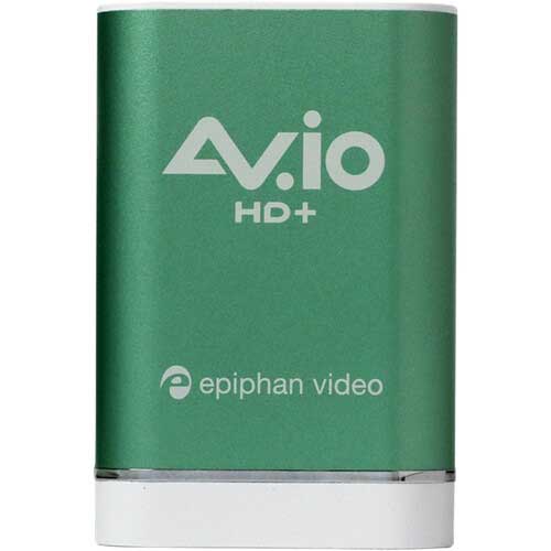 Epiphan AV.IO HD+ USB capture card connected to a computer, used for high-quality video recording and streaming. – image 1