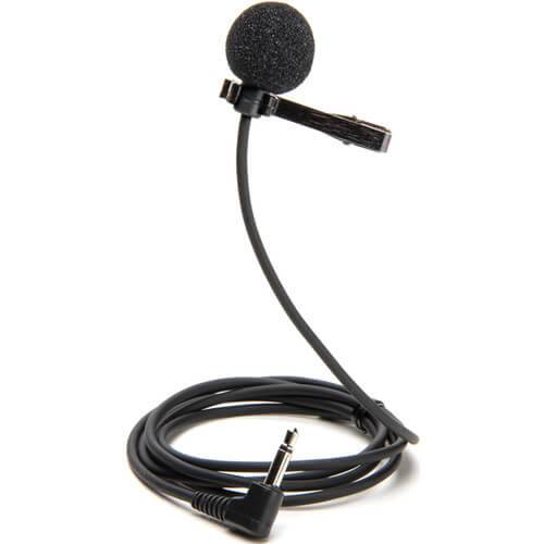 Azden EX-503 Lavalier Microphone with clip, compact design, and black cable for professional audio recording and broadcasting. – image 1