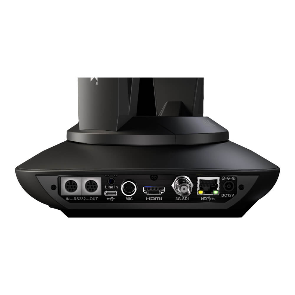 Rear view of Vizrt PTZ3 UHD 4K 30x Zoom NDIHX PTZ Camera showing control panel and mounting options. – image 2
