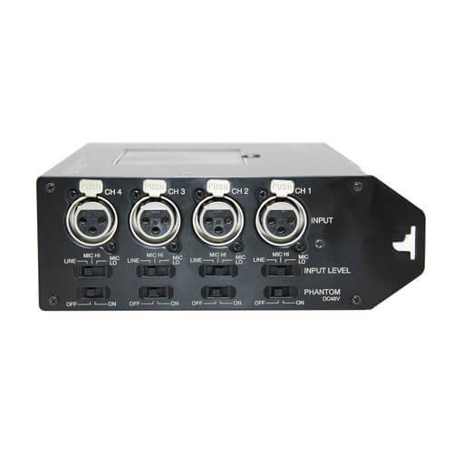 Azden FMX-42u 4-channel audio mixer with USB digital audio output, showing input channels, controls, and connection ports. – image 2