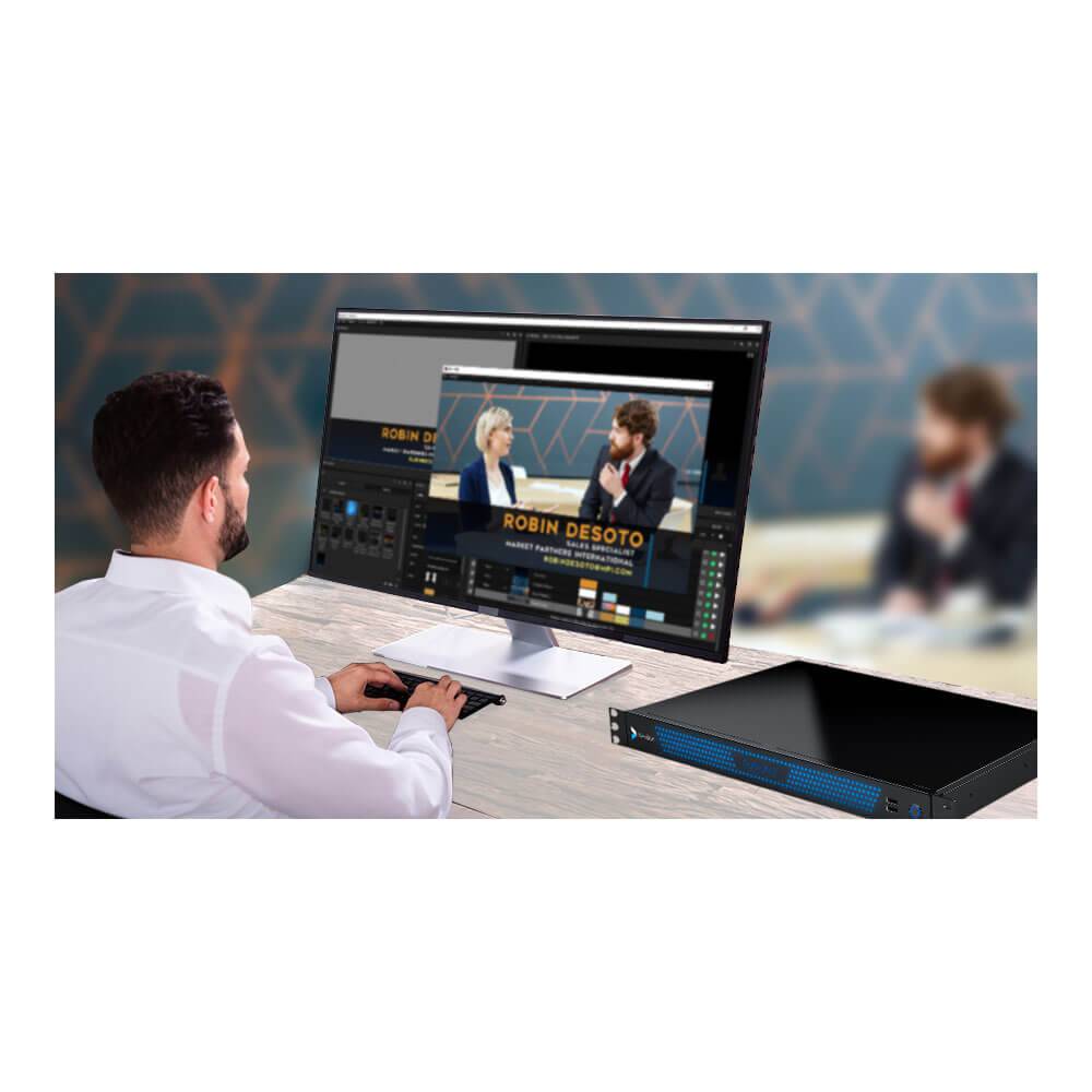 NewBlue Fusion 2 NDI software user interface on computer screen, includes features for Captivate Broadcast in broadcasting and streaming. – image 6