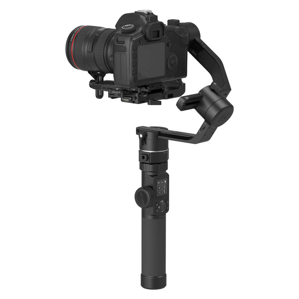 Feiyu AK4500 3-axis handheld gimbal stabilizer essentials kit for video cameras, shown from side angle, by Feiyu Tech. – image 3