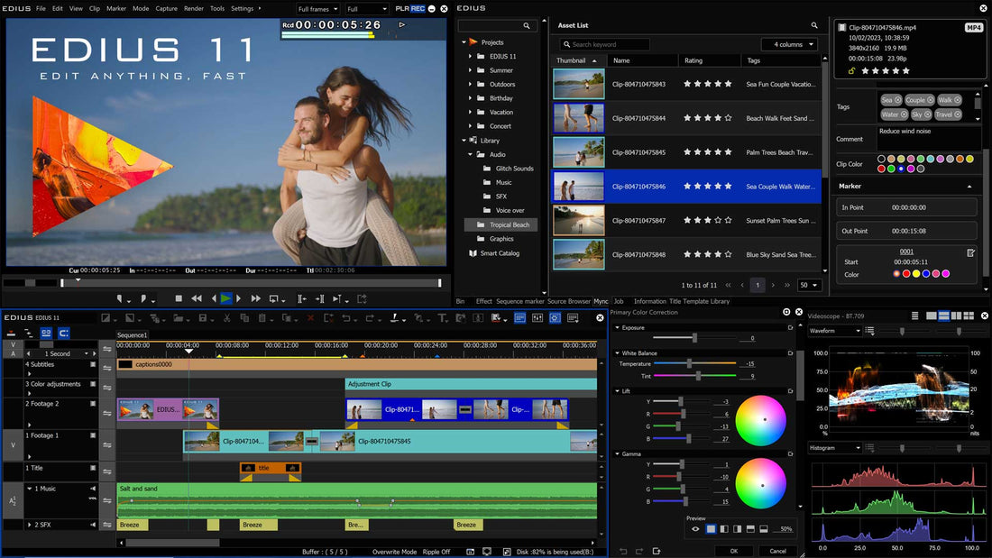 Screenshot of Grass Valley EDIUS 11 video editing software interface showing timeline and editing tools. – image 2