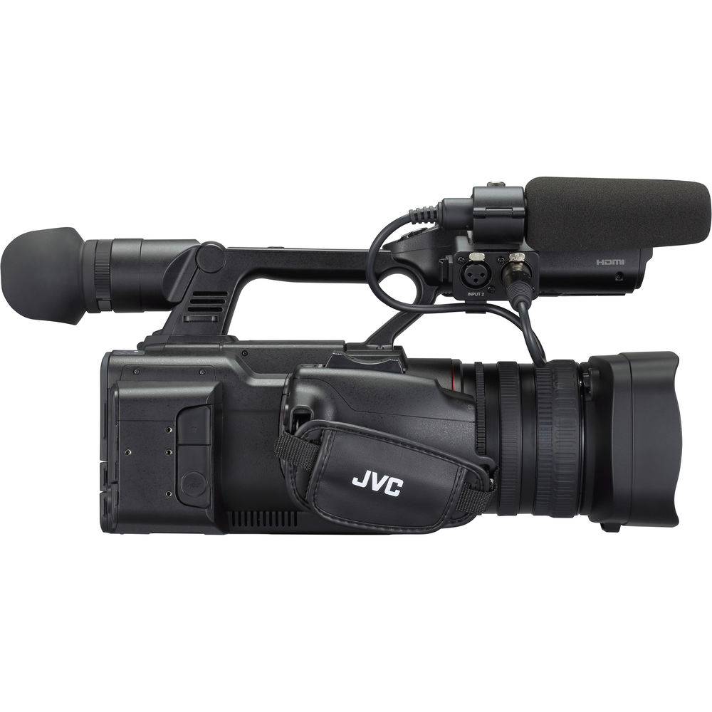 JVC GY-HC500U handheld 4K professional camcorder shown from the right side, featuring professional controls and connectivity ports. – image 5