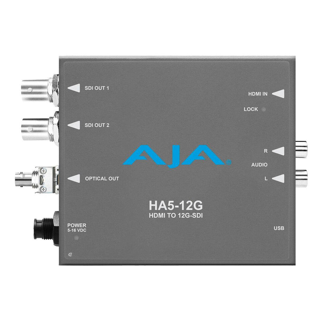 AJA HA5-12G-T-ST HDMI 2.0 to 12G-SDI with ST fiber transmitter for professional video signal conversion and transmission. – image 1