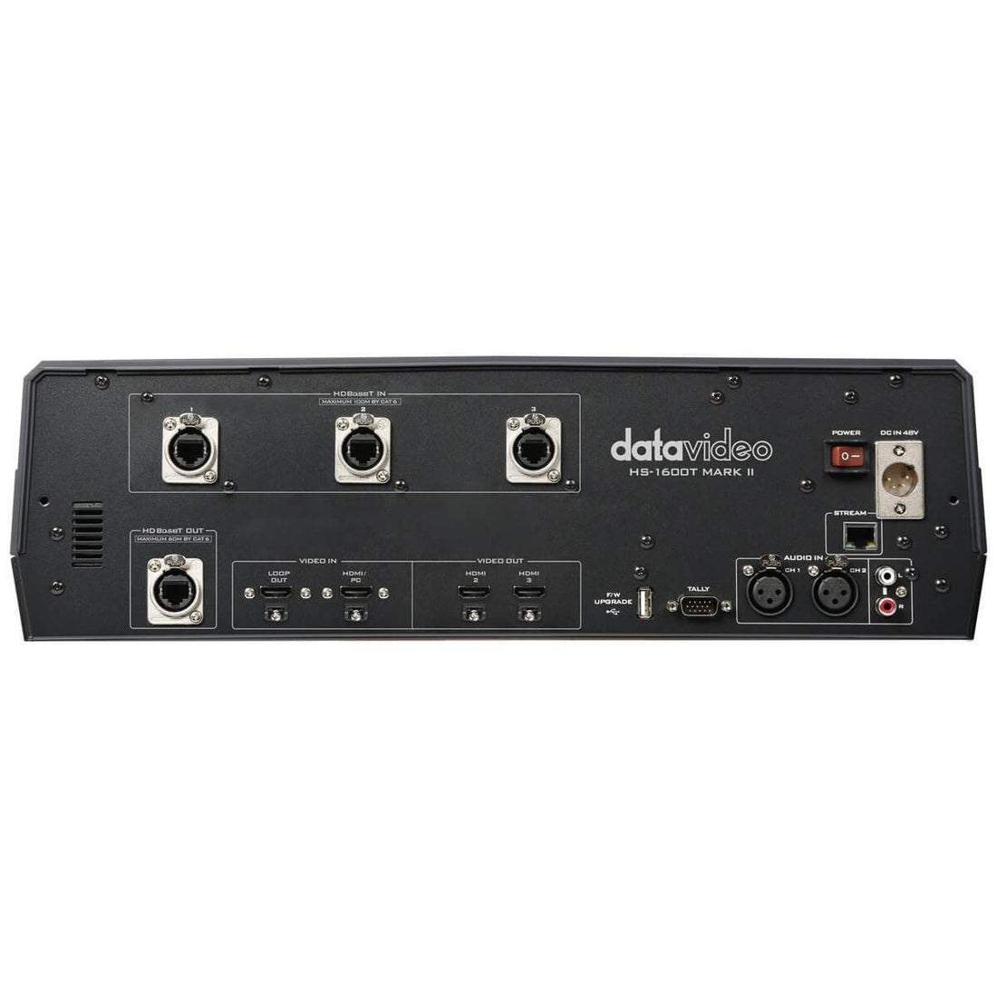 Datavideo HS-1600T MK II 4-channel HDBaseT portable video switcher with rear panel ports and controls. – image 3