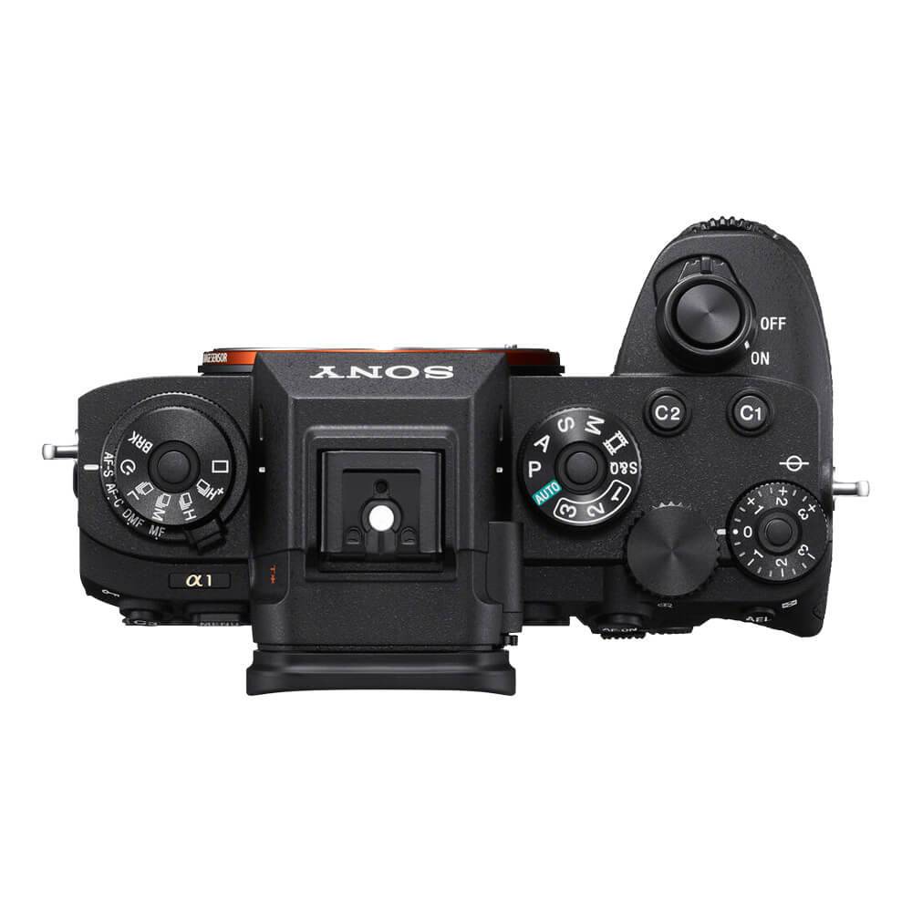 Sony Alpha A1 mirrorless camera with top view showing advanced video camera features and sleek design. – image 4