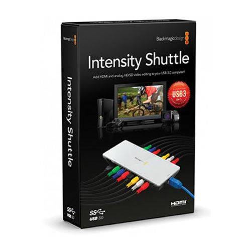 Blackmagic Design Intensity Shuttle USB 3.0 video capture device in its packaging, with cables and accessories visible. – image 5