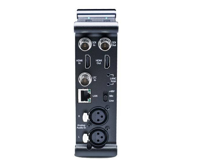 AJA Ki Pro Mini compact field video recorder showing rear ports and controls on a sleek black device. – image 2