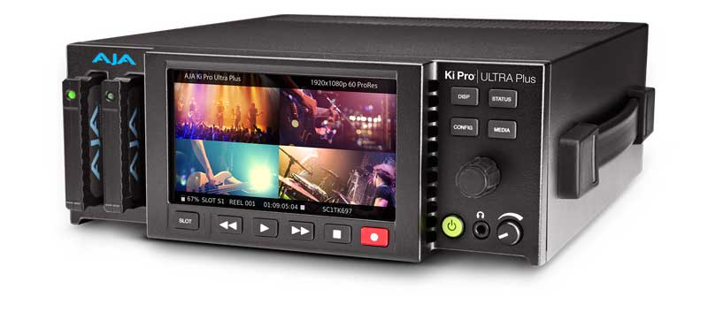 AJA Ki Pro Ultra Plus multi-channel HD and 4K video recorder and player with professional interface and display. – image 1