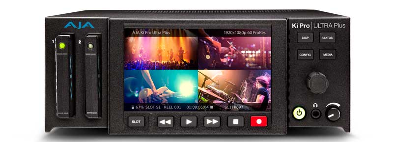 AJA Ki Pro Ultra Plus multi-channel HD and 4K video recorder and player with multiple input/output ports and control buttons. – image 2