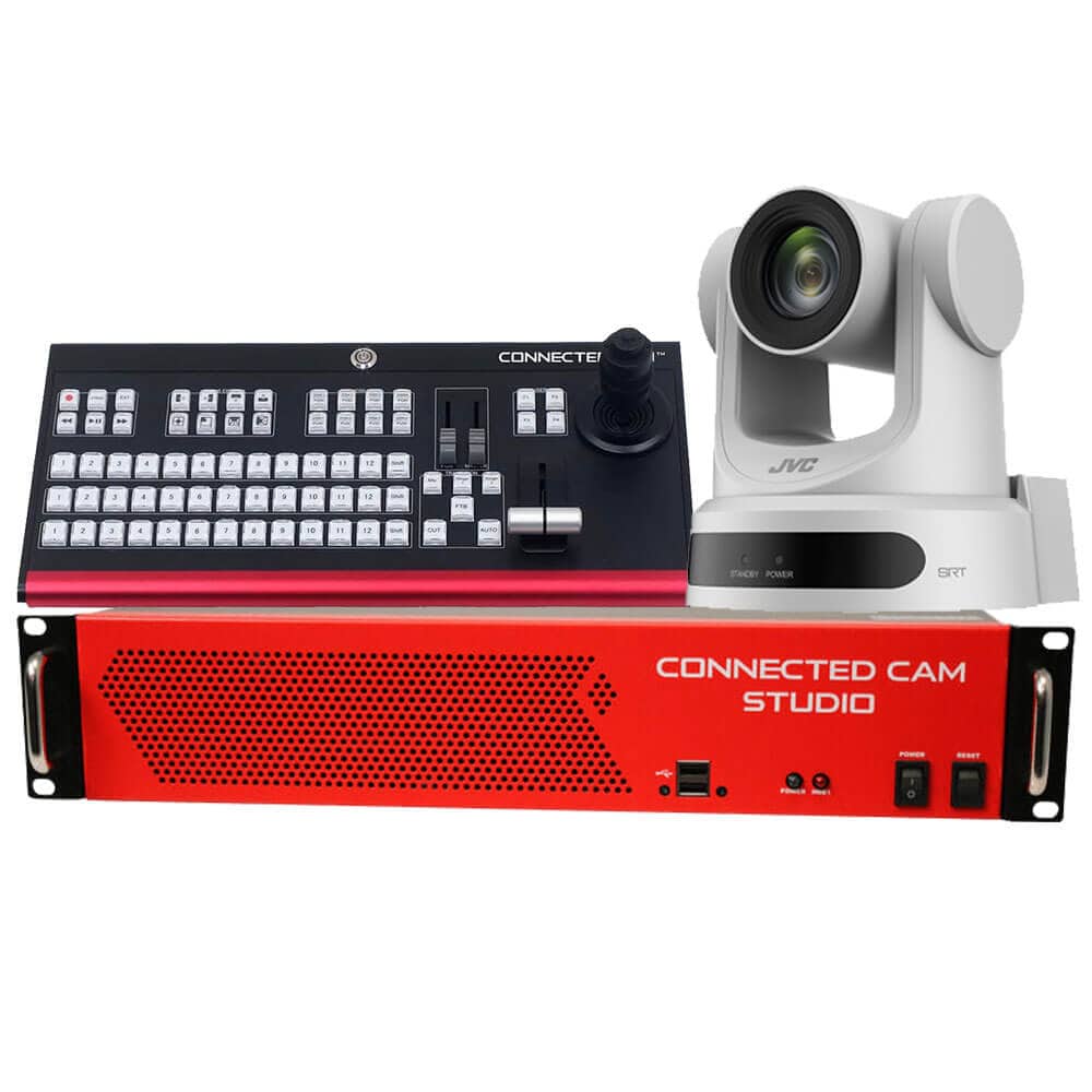 JVC KM-IP8S4 NDI + SDI Switcher with LP350G Controller and PZ200NWU Camera Bundle (White) - Coremicro – image 1