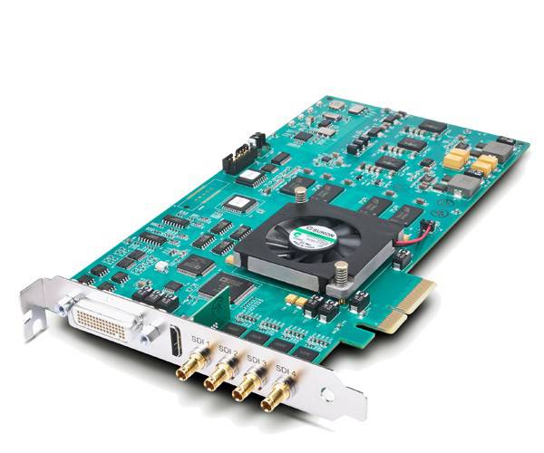 AJA KONA 3G HD/SD SDI capture card installed in a computer, showing input/output ports and professional video capture interface. – image 1