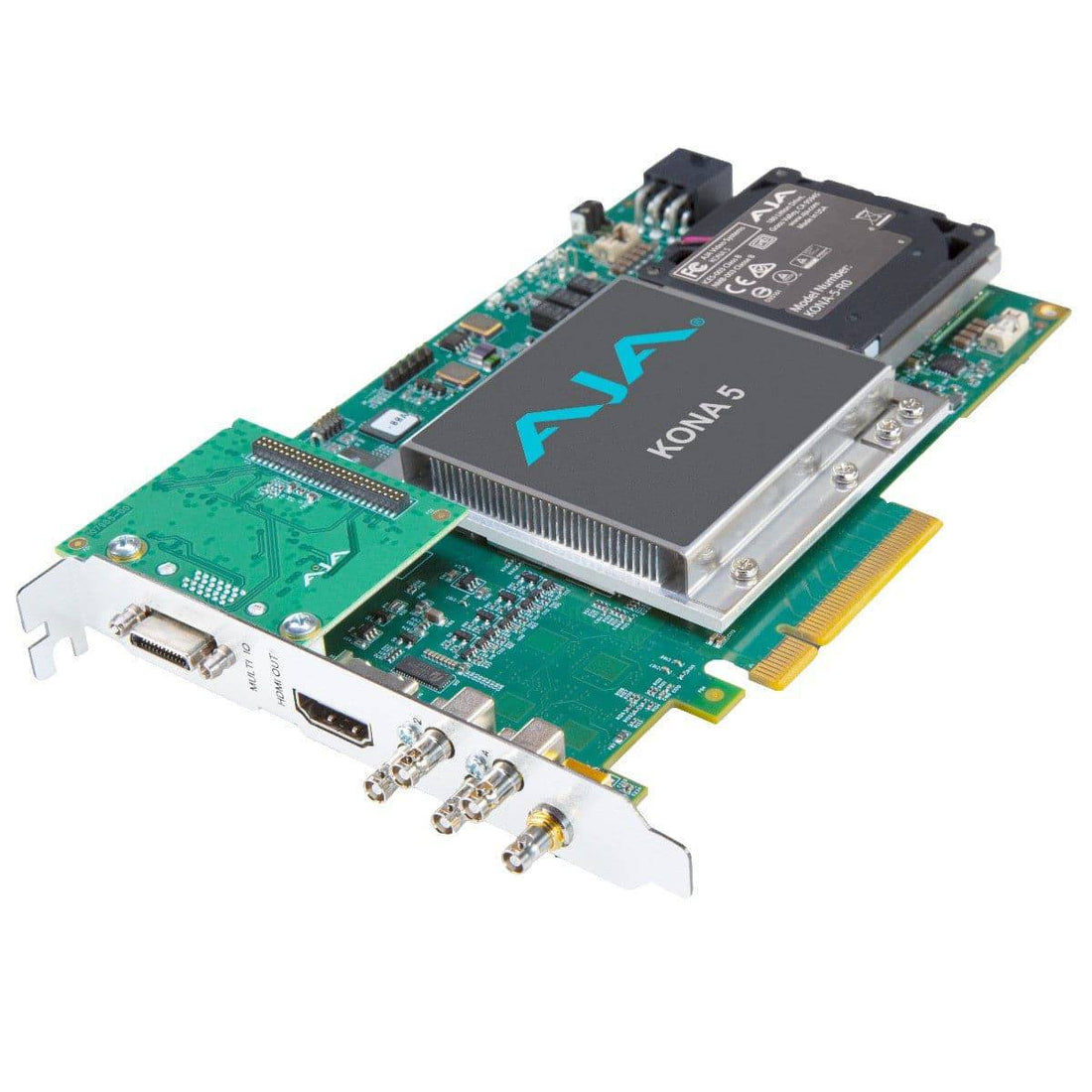 AJA KONA 5 12G-SDI HFR 8K capture and playback card installed in a professional video editing setup. – image 1