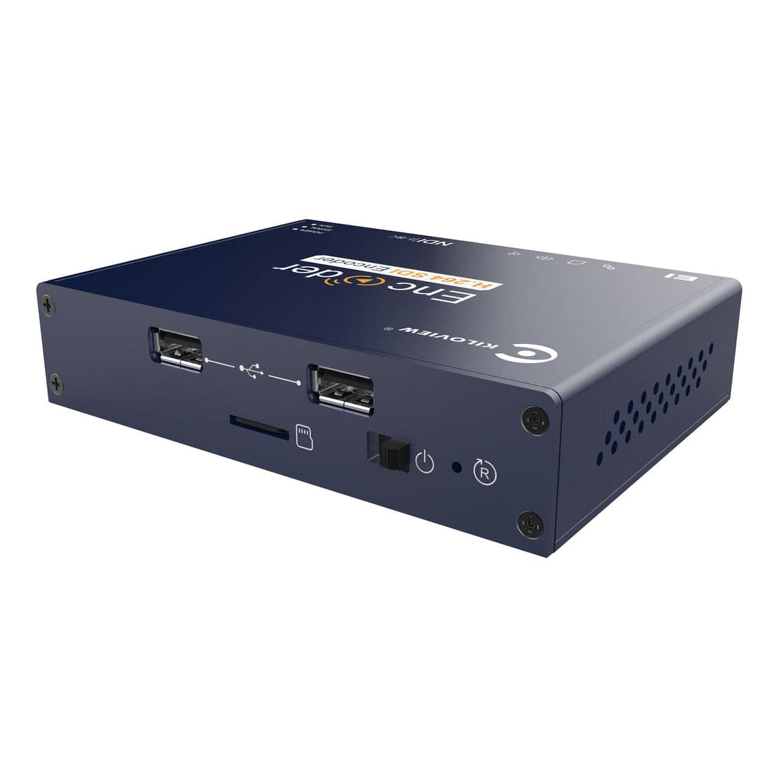 Kiloview E1 SDI to NDI HX encoder showing side view with SDI and network ports for professional video conversion. – image 3