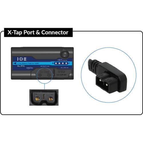 Illustration of IDX System Technology LC-XT1 X-Tap Charger for video cameras, showing compact design and connection ports. – image 3