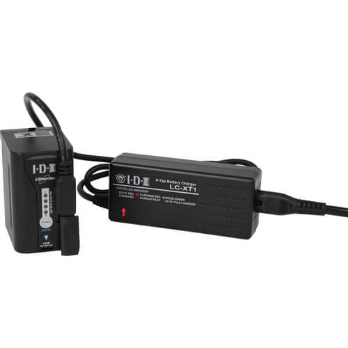 Side view of IDX System Technology LC-XT1 X-Tap Charger for Video Cameras, showing ports and design. – image 2