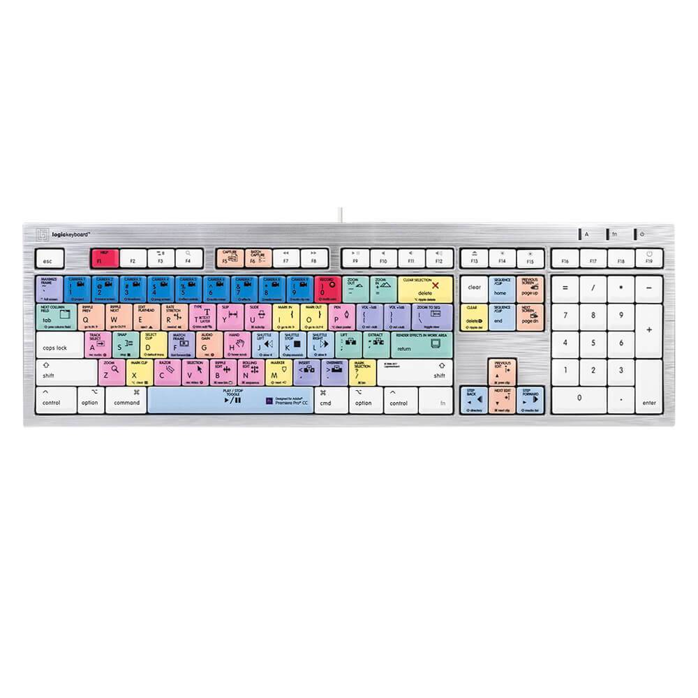 LogicKeyboard ALBA Mac keyboard for Adobe Premiere Pro CC, US layout, shown from top with labeled keys for editing and shortcut functions. – image 2