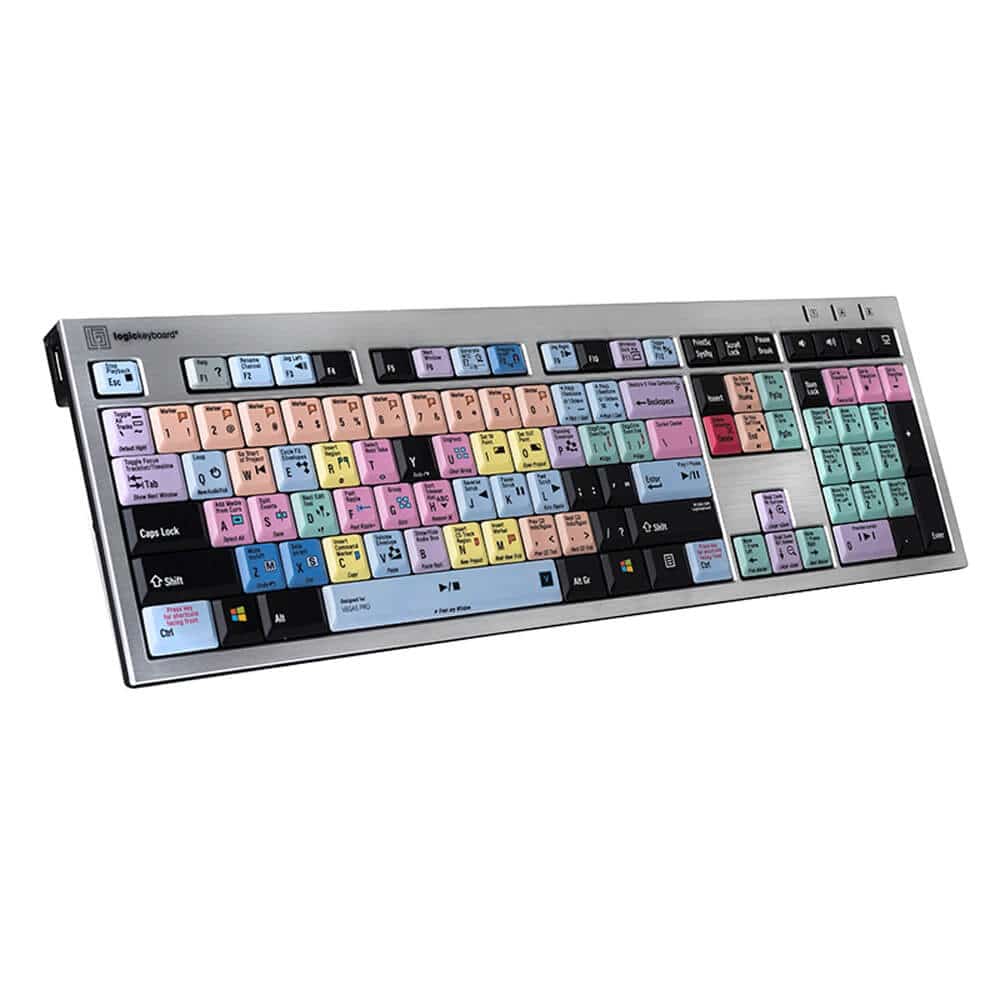 LogicKeyboard Sony Vegas Slim Line PC keyboard with black keys and compact design, ideal for video editing and creative workflows. – image 1