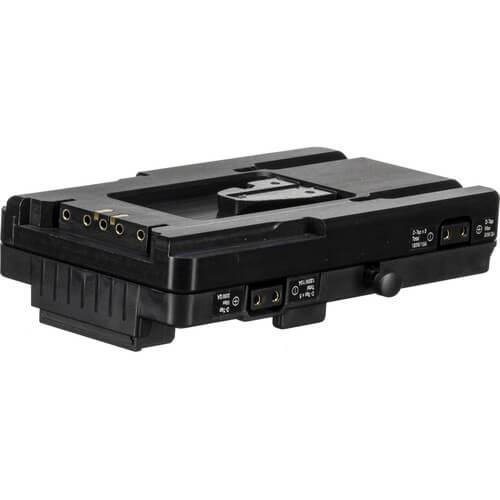 IDX System Technology V-Mount Adapter Plate with 5 D-Tap outputs for video cameras, shown from the top view. – image 3