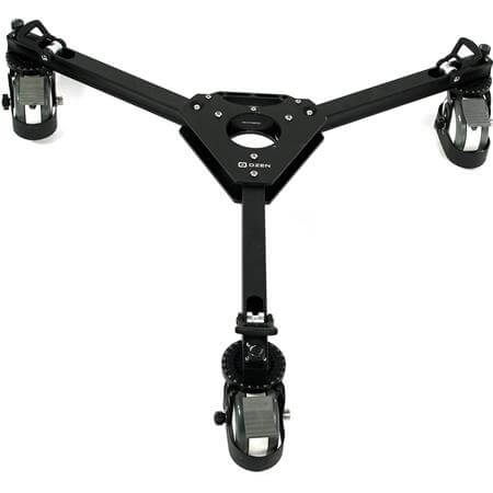 OZEN heavy-duty azimuth-tracking and braked dolly for video cameras, top view showing sturdy construction and wheel setup. – image 1