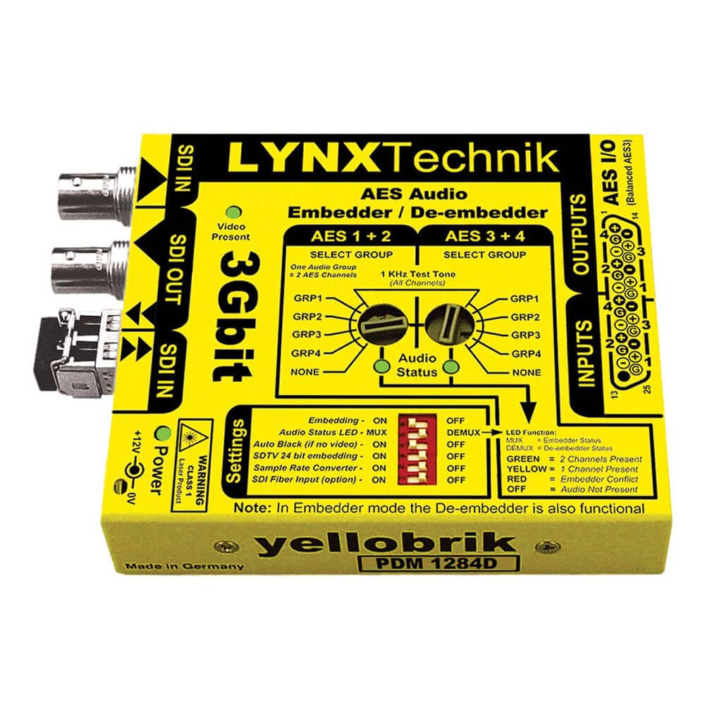 Lynx Technik yellobrik AES audio embedder/deembeddar with balanced AES connections, professional production equipment in a compact unit – image 1