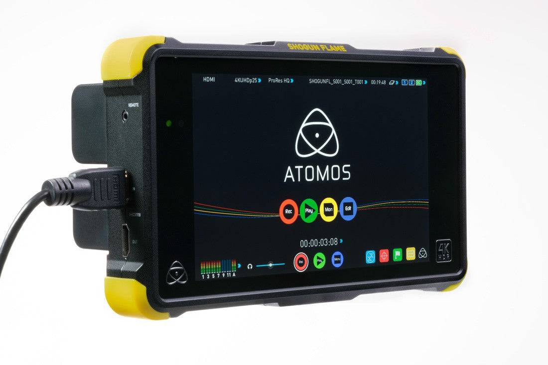 Atomos Shogun Flame video monitor full kit displayed with screen and accessories for professional video recording. – image 6