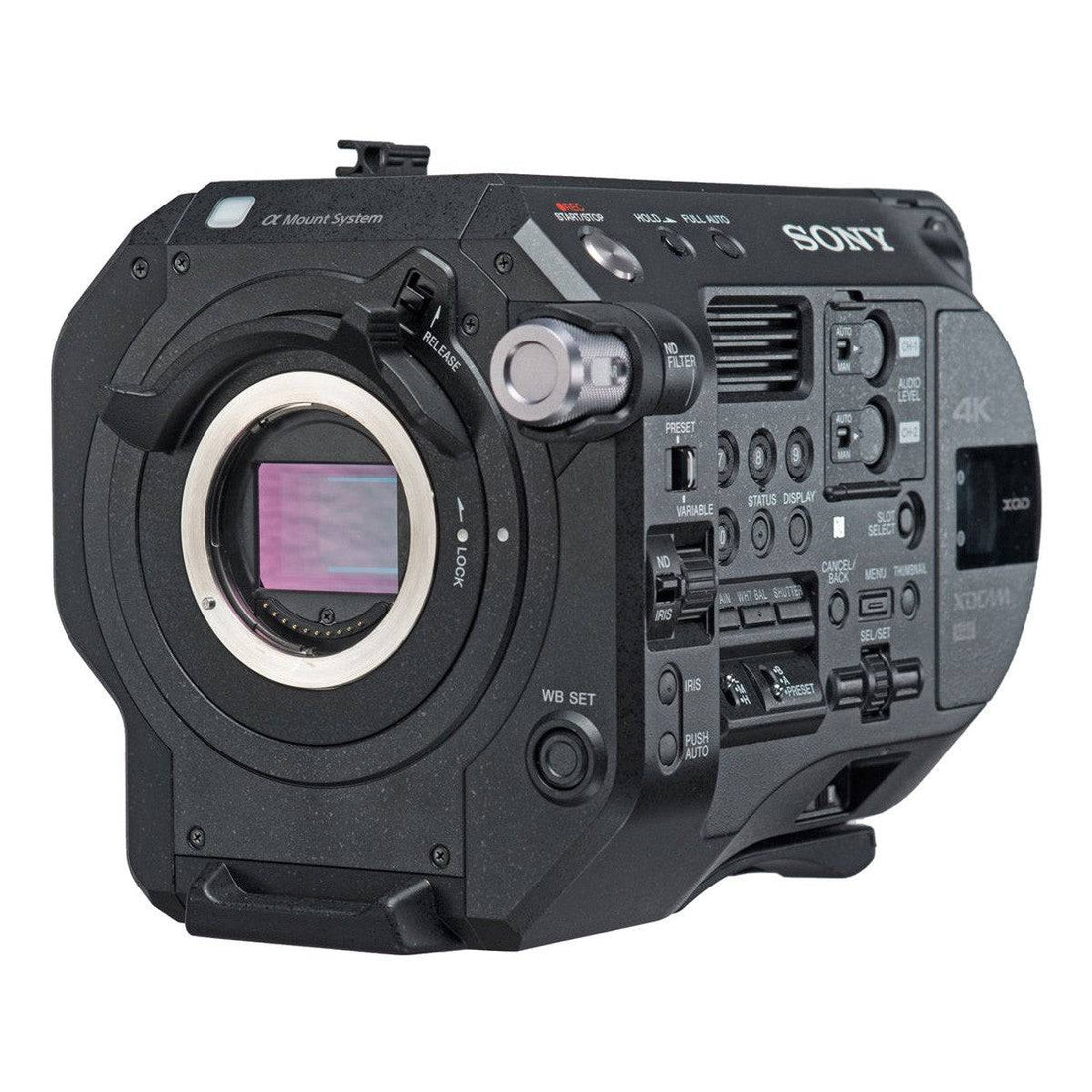 Sony PXW-FS7M2 4K XDCAM Super 35mm camcorder body, professional video camera with large lens mount and ergonomic grip – image 1