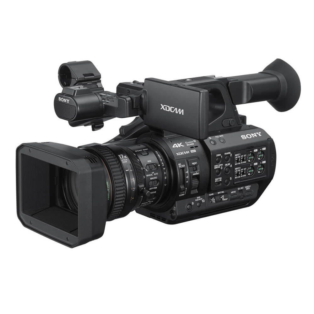 Sony PXW-Z280 4K XDCAM handheld camcorder with professional lens, grip, and control buttons for high-quality video recording. – image 1