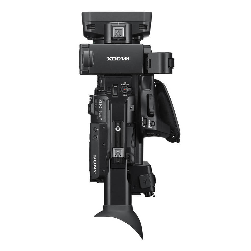 Sony PXW-Z280 4K XDCAM handheld camcorder showing top view with lens, controls, and built-in microphone for professional video recording. – image 4